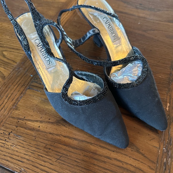Vintage Caparros Black Shoes with black beaded straps - Picture 6 of 7
